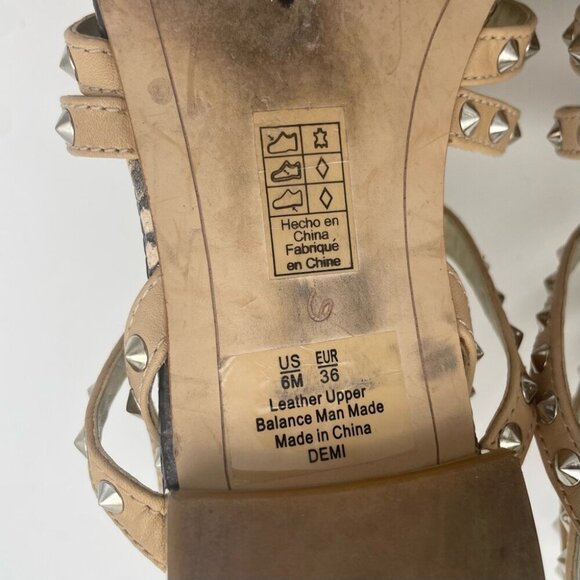 Sam Edelman  Demi Studded Nude Leather Sandals, Sz 6 - Picture 10 of 12